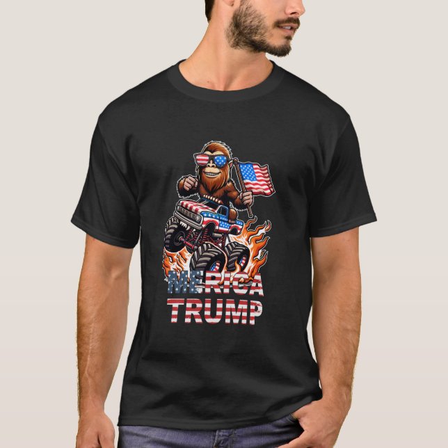 Camiseta Bigfoot Sasquatch Trump Biden 2024 antes da eleiçã (Frente)