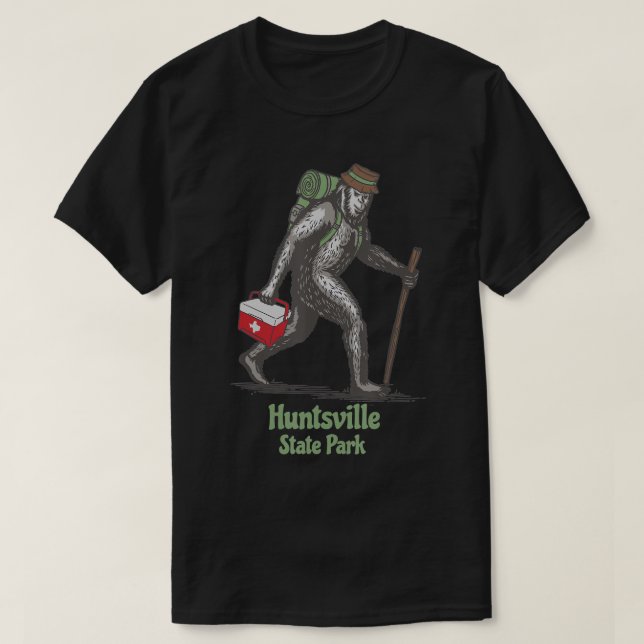 Camiseta Bigfoot Sighting no Parque Estadual de Huntsville, (Frente do Design)