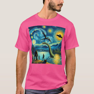 Camiseta Bigfoot Starry Night Loch Ness Alienígena Ufo Drag