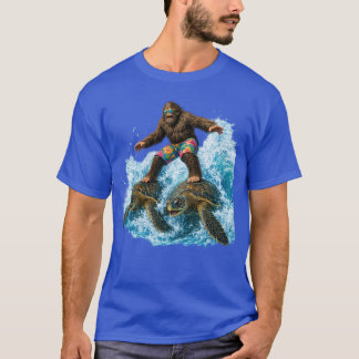 Camiseta Bigfoot Surfando em Duas Tartarugas Marinhas