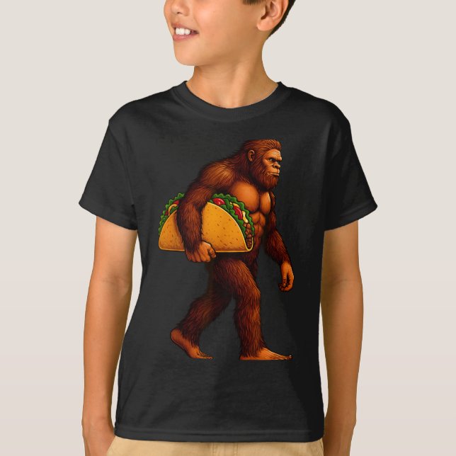 Camiseta Bigfoot Taco Sasquatch Walking Taco Funny Shirt Me (Frente)