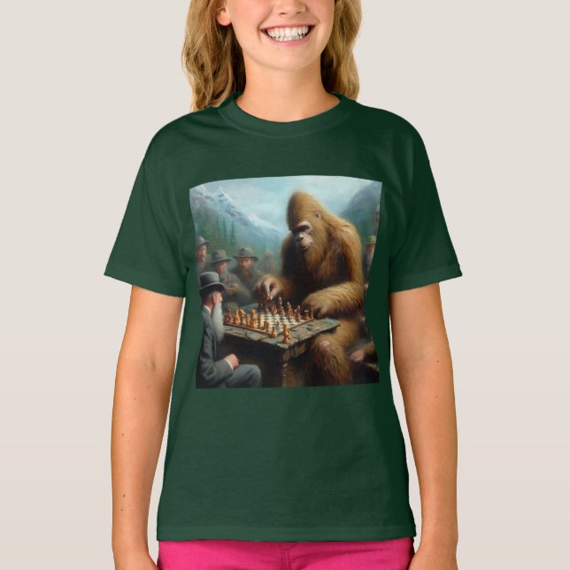 Camiseta Bigfoot Tocando Xadrez (Frente)