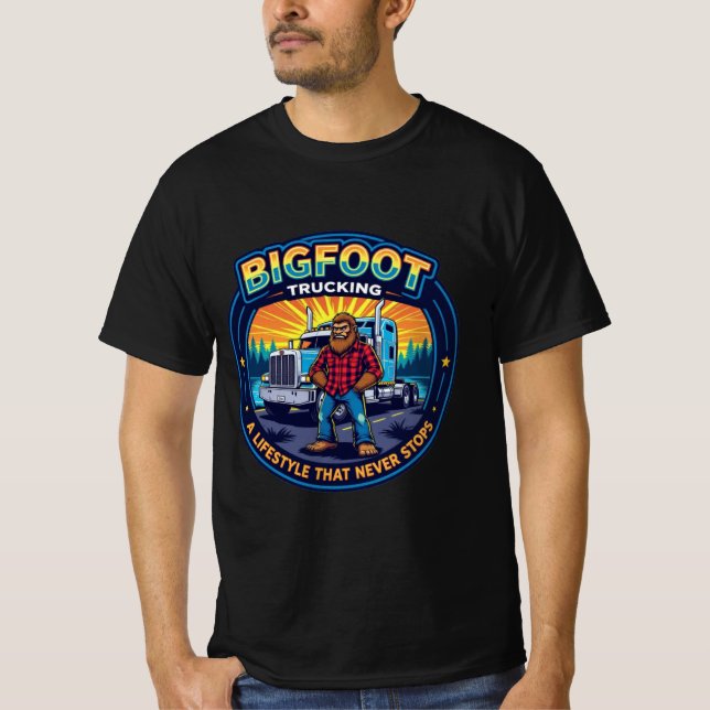 Camiseta Bigfoot Trucking Um estilo de vida que nunca para (Frente)