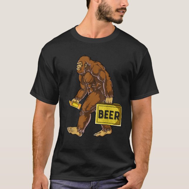 Camiseta Bigfoot with Beer Funny Sasquatch Men Women Drinki (Frente)