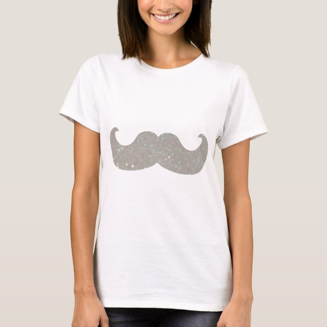Camiseta Bigode branco de Bling (gráfico do brilho do (Frente)