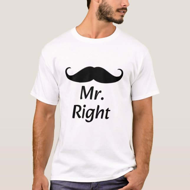 Camiseta Bigode Certo do Casal Divertido Combinando (Frente)