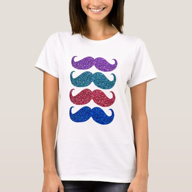 Camiseta Bigode Colorido com Glitter #5 (Frente)