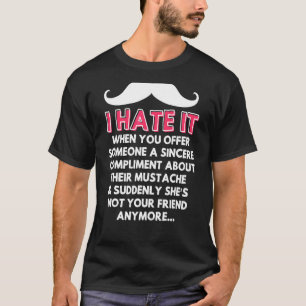 Camiseta bigode complementa Piadas de humor facial com cabe