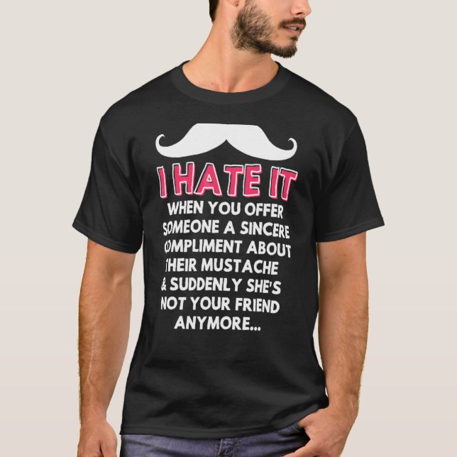 Camiseta bigode complementa Piadas de humor facial com cabe (Frente)