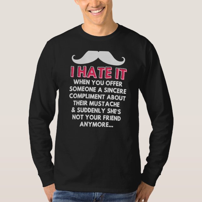 Camiseta bigode complementa Piadas de humor facial com cabe (Frente)