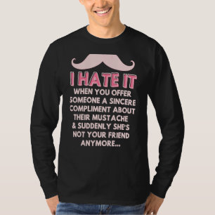 Camiseta bigode complementa Piadas de humor facial com cabe