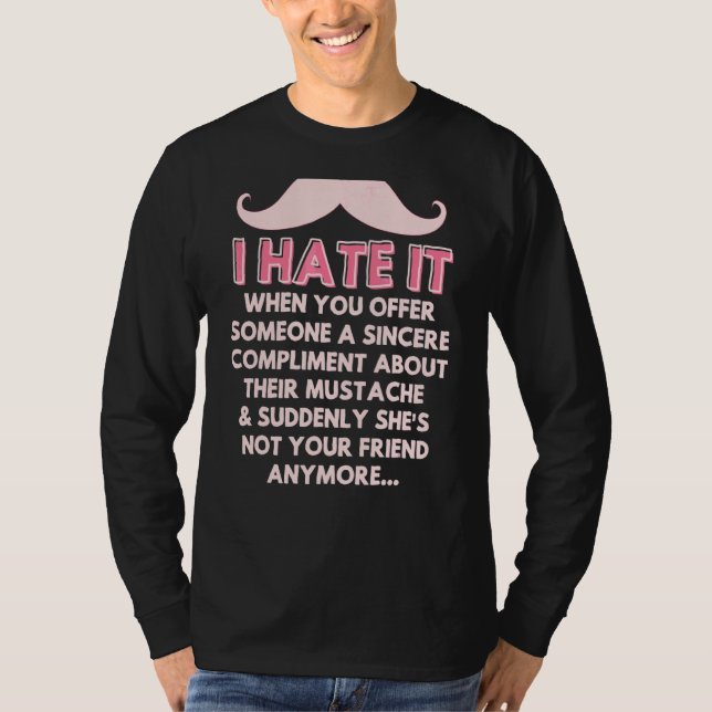 Camiseta bigode complementa Piadas de humor facial com cabe (Frente)