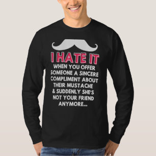 Camiseta bigode complementa Piadas de humor facial com cabe