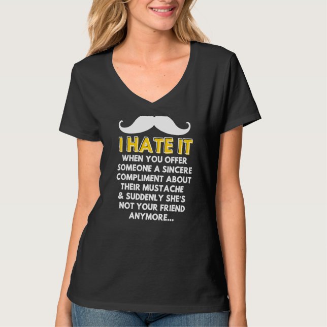 Camiseta bigode complementa Piadas de humor facial com cabe (Frente)