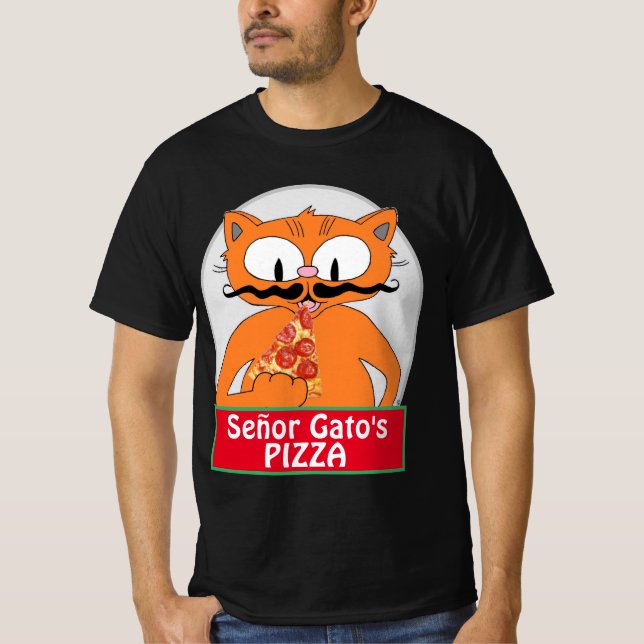 Camiseta Bigode de Bicicleta do Gato do Senhor Pizza Gato (Frente)