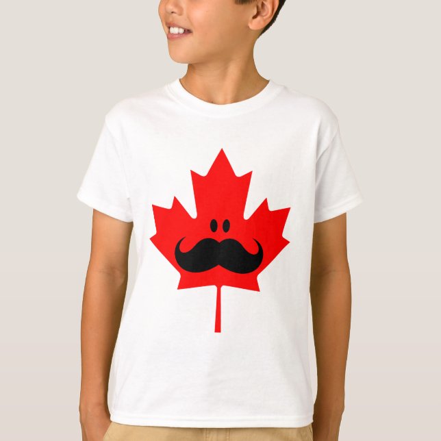Camiseta Bigode de Canadá - um bigode no bordo vermelho (Frente)