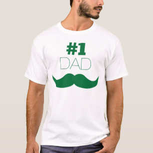 Camiseta Bigode do verde do pai #1 - número um