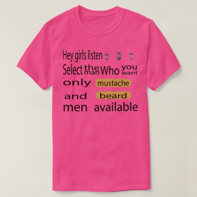 Camiseta bigode e barba disponíveis TSirt clássicos (Frente do Design)