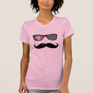 Camiseta Bigode e óculos de sol engraçados
