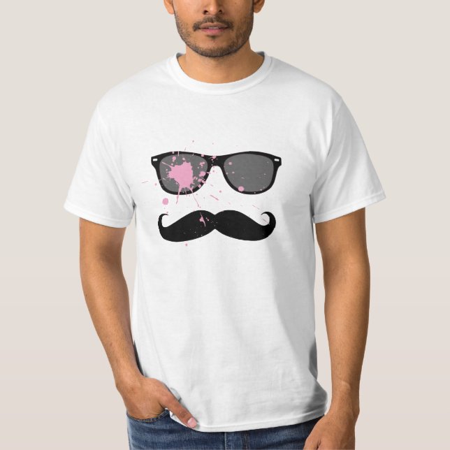 Camiseta Bigode e óculos de sol engraçados (Frente)