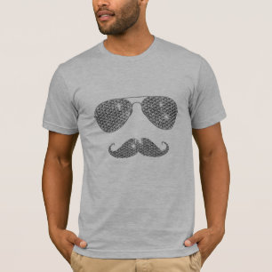 Camiseta Bigode engraçado do diamante com vidros