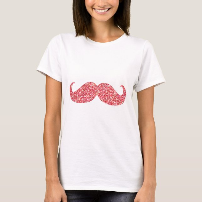 Camiseta Bigode Glitter Rosa (Frente)