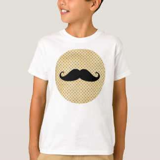 Camiseta Bigode preto engraçado em bolinhas do amarelo do