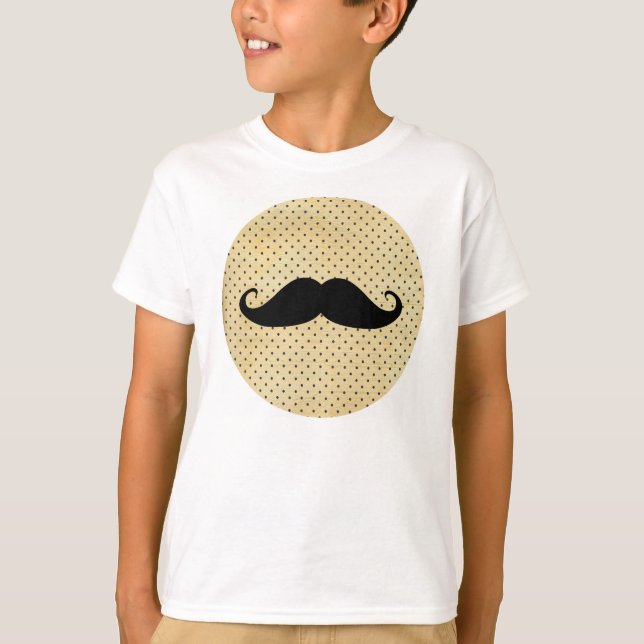 Camiseta Bigode preto engraçado em bolinhas do amarelo do (Frente)
