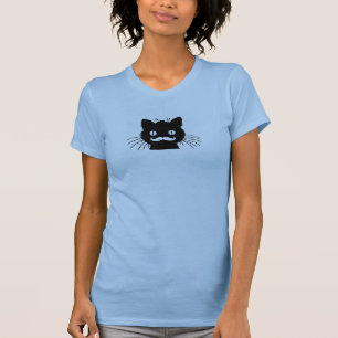 CAMISETA BIGODE RETRO ENGRAÇADO NO GATINHO PRETO