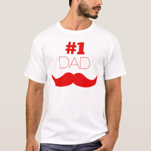 Camiseta Bigode vermelho do pai #1 - número um