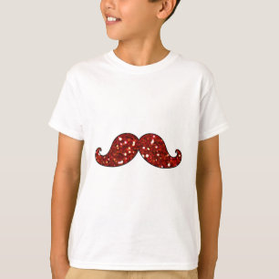 CAMISETA BIGODE VERMELHO ENGRAÇADO BRILHO IMPRESSO