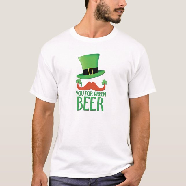 Camiseta bigode você por cerveja verde gengibre de bigode (Frente)