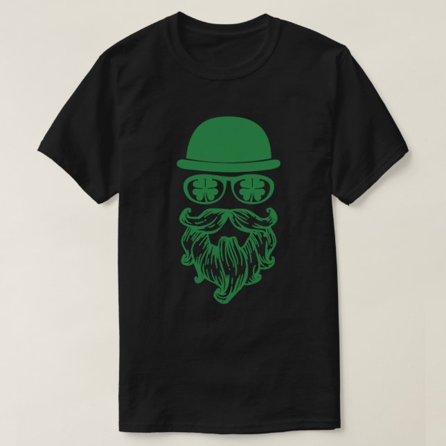 Camiseta Bigodes Duendes Dia de São Patrício (Frente do Design)