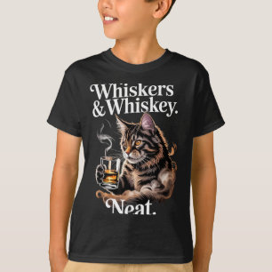 Camiseta Bigodes e gato engraçado arrumado amante bebedor