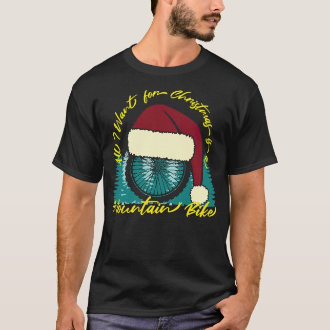 Camiseta Bike de montanha deseja bicicleta de Natal atraves (Frente)