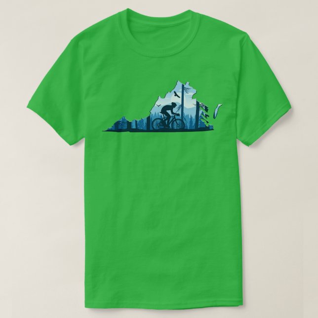 Camiseta Bike Virginia State MapMountain Biking Blue Ridge (Frente do Design)