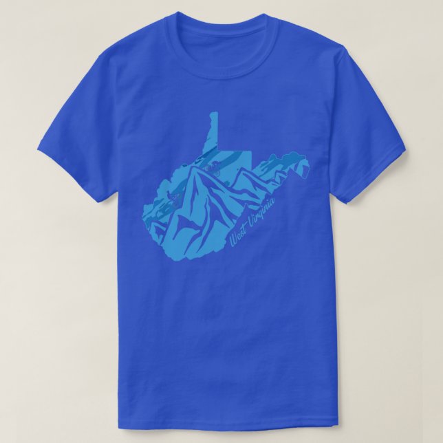 Camiseta Bike West Virginia State Outline Blues Mountain Bi (Frente do Design)