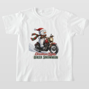 Camiseta Biker Boneco de Neve Luzes de Natal