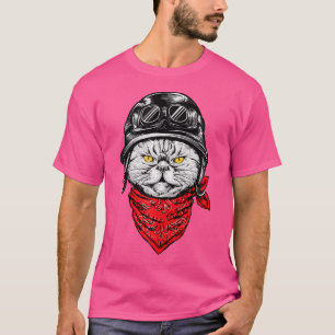 Camiseta Biker Cat - Motocicleta Chopper Biker