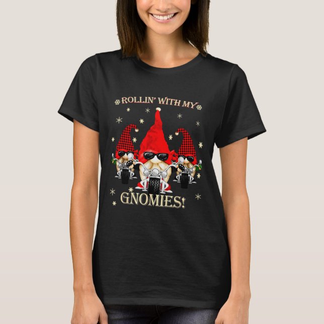 Camiseta Biker Christmas Gnomes Biker Garden Christmas Gnom (Frente)