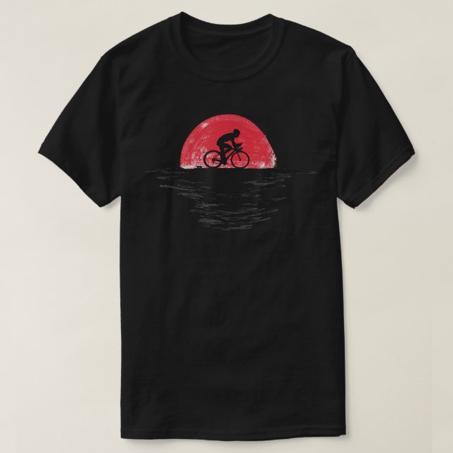 Camiseta Biker ciclista japonês Sunset Retro Red (Frente do Design)