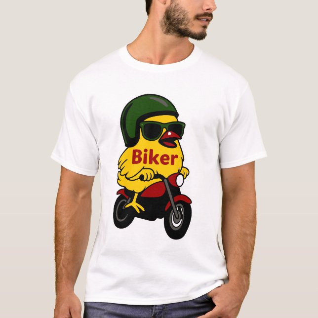 Camiseta Biker do Pintinho de motocicleta (Frente)