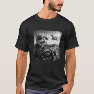 Camiseta Biker Gato Dinossauro Caça Óculos de Sol Moto Funn