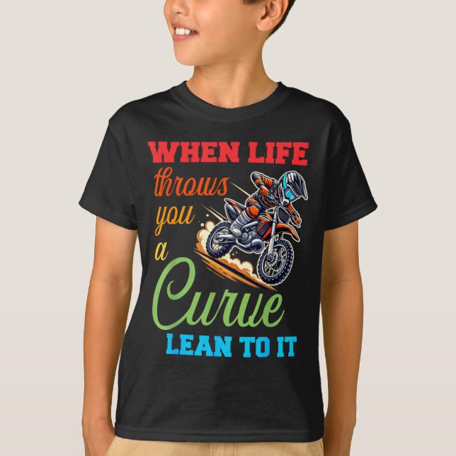 Camiseta Biker Motorcycle Lover When Life Throws You A Curv (Frente)