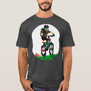 Camiseta Biker Mountainbiker Pixel Art Estilo de Jogos Retr