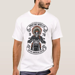 Camiseta Biker S para Homens Chefe Indígena Nativa American