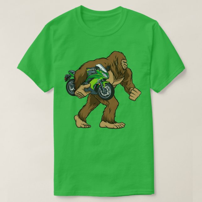 Camiseta Biker Sasquatch Bigfoot de Carregando (Frente do Design)