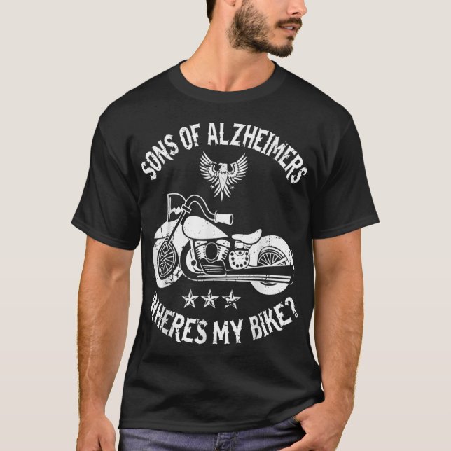 Camiseta Biker Sons Alzheimers Onde Minha Bicicleta (Frente)