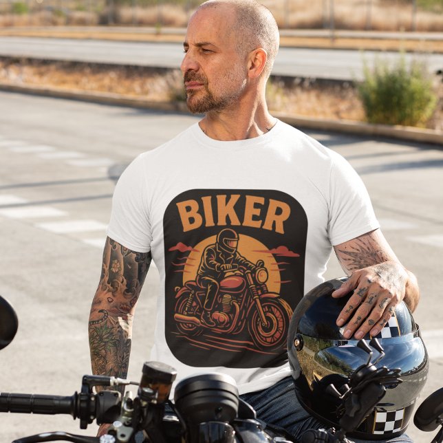 Camiseta Biker stilvolle Motorradfahrer Illustration (Criador carregado)
