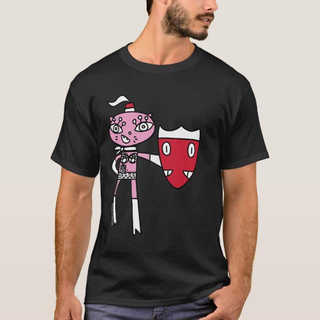 Camiseta Bikinikat Um Super Herói De Gato Rosa Com Blindage (Frente)